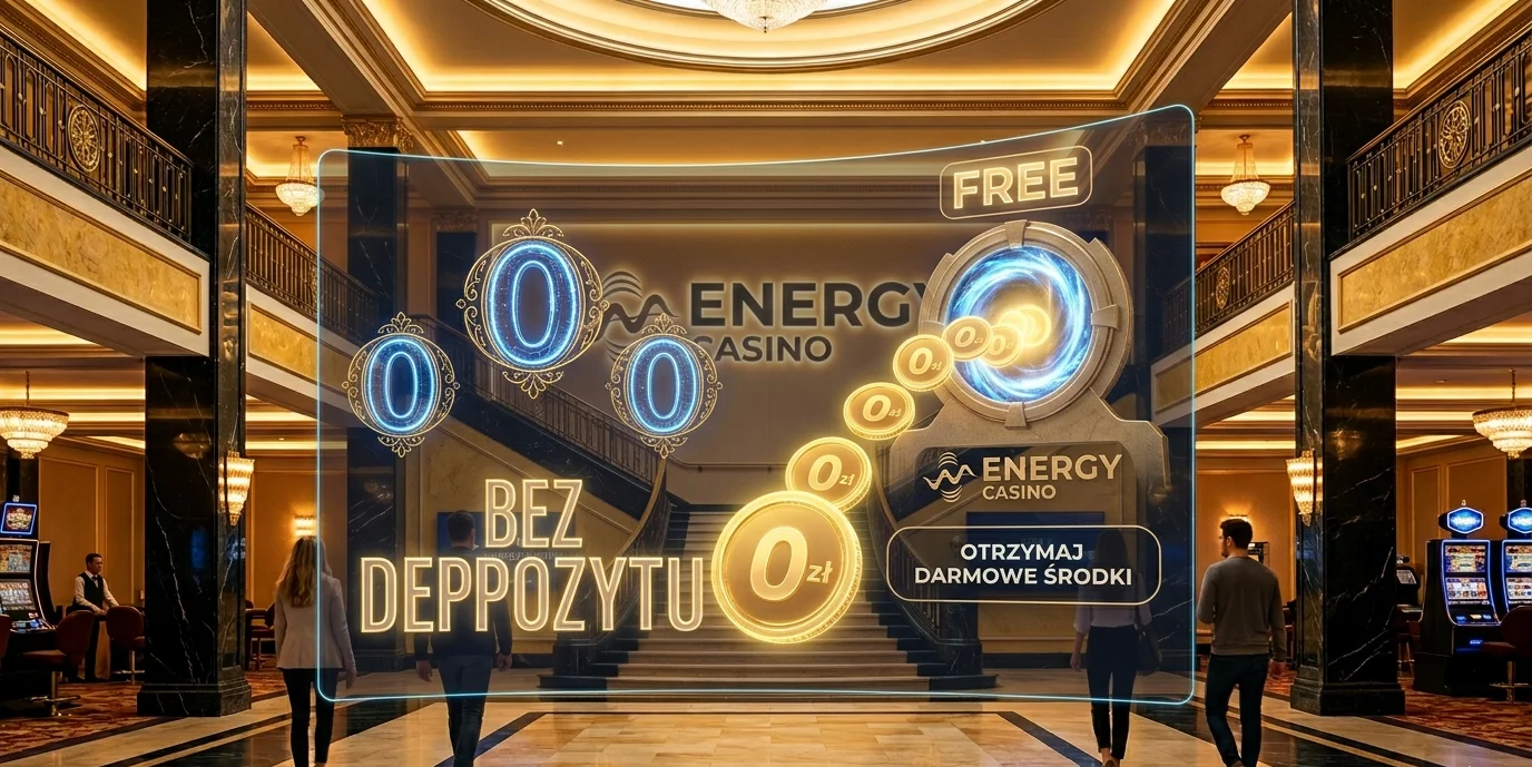 Wizualizacja bonusu bez depozytu Energy Casino z darmowymi środkami na kontach graczy